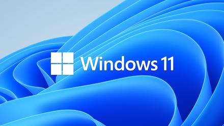 Das Windows 11-Logo mit blauem Hintergrund.