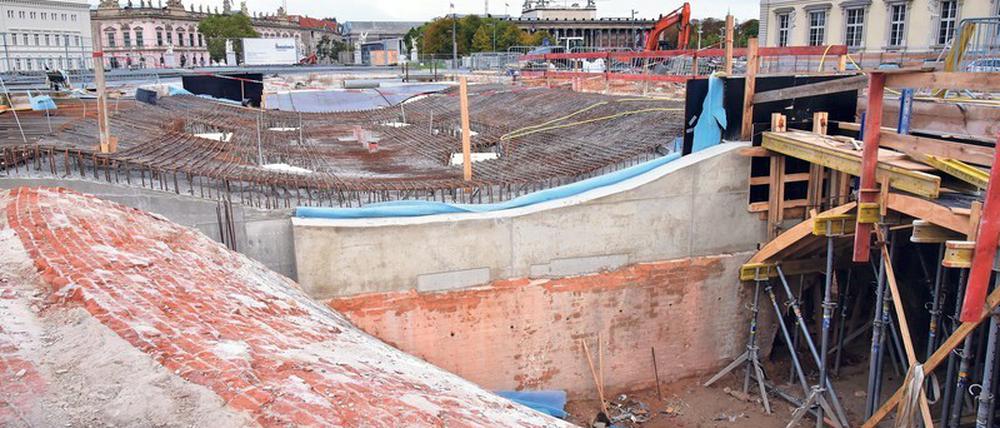 Die Baustelle der Einheitswippe. In einem Jahr, am Tag der Deutschen Einheit 2022 soll das „Denkmal in Bewegung“ eingeweiht werden.