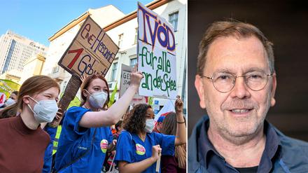 Streikende der landeseigenen Vivantes-Kliniken und der Charité werden von Volksbühnen-Intendant René Pollesch unterstützt.