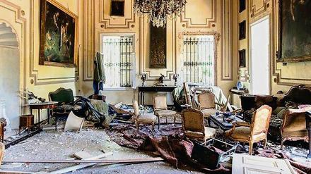 Alte Pracht. Der große Wintersalon im Palais Sursock unmittelbar nach der Explosion im Hafen von Beirut am 4. August 2020.