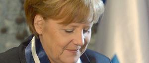 Bundeskanzlerin Angela Merkel im Februar 2014 in Jerusalem bei der Verleihung der Präsidenten-Medaille.