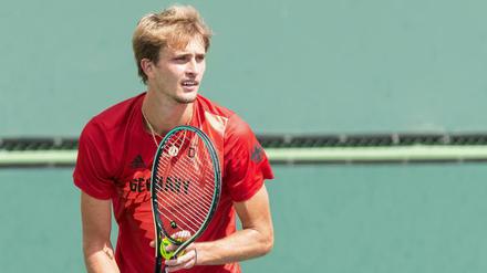 Alexander Zverev beim Training in Indian Wells.