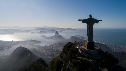 Luftaufnahme der Statue «Cristo Redentor» (Christus der Erlöser). 