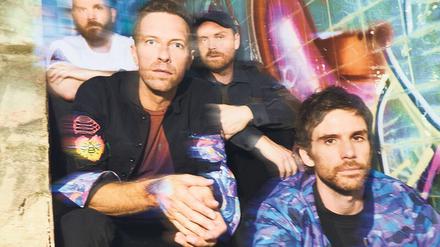 Die britische Band Coldplay um Sänger und Pianist Chris Martin (2. v. l.). 