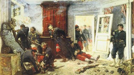 Gefilmt und gemalt. Alphonse de Neuvilles Gemälde „Die letzten Patronen“ (1873) zeigt dieselbe Szene aus dem 1870/71er Krieg wie Alexandre Promios Film „ Die letzten Patronen (1897).
