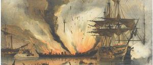 Ausschlaggebend. Die Schlacht von Navarino am 20. Oktober 1827 vor der Südwestküste des Peloponnes war das entscheidende Ereignis, mit dem Griechenland nach jahrelangem Aufstand seine Unabhängigkeit vom Osmanischen Reich erlangte. Foto: National Museum Athen