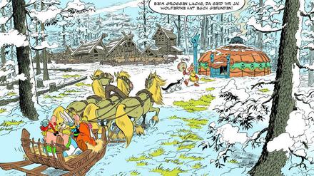 Weiße Pracht: Ein Panel aus dem neuen Album „Asterix und der Greif“.