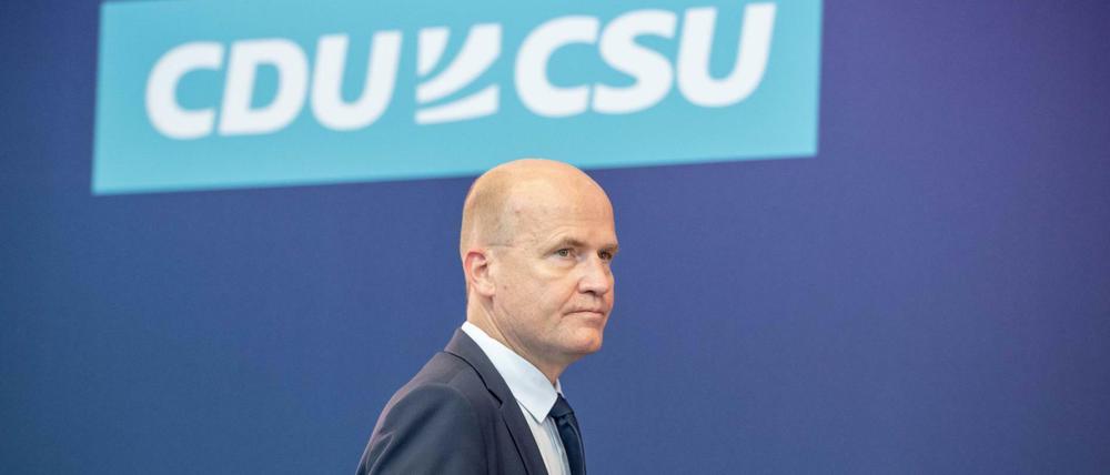 Ralph Brinkhaus, Vorsitzender der CDU/CSU-Bundestagsfraktion, kritisiert, dass im Ampel-Papier nichts zur Finanzierung steht.