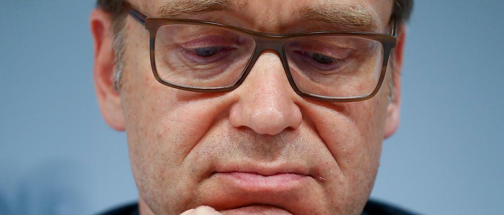 FILE PHOTO: German Bundesbank President Jens Weidmann addresses a news conference at the G20 Finance Ministers and Central Bank Governors Meeting in Baden-Baden, Germany, March 18, 2017. REUTERS/Kai Pfaffenbach//File Photo