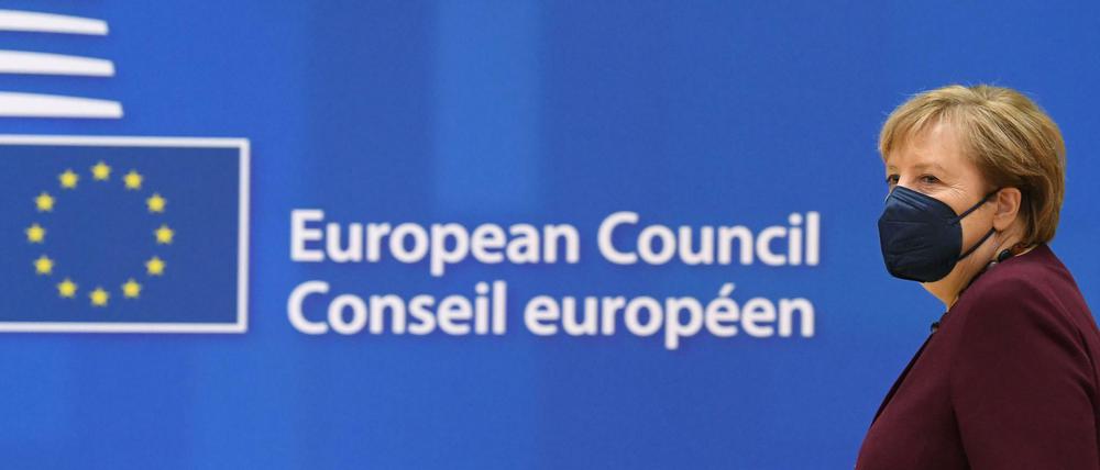 Bundeskanzlerin Angela Merkel am Freitag beim EU-Gipfel in Brüssel. 