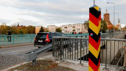Die Grenze zwischen Deutschland und Polen in Guben.