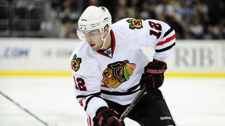 Kyle Beach im Trikot der Chicago Blackhawks, für die er letztlich nie ein NHL-Spiel bestritt.