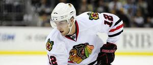 Kyle Beach im Trikot der Chicago Blackhawks, für die er letztlich nie ein NHL-Spiel bestritt.
