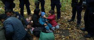 Migranten aus dem Irak an der Grenze von Belarus zu Polen (am 14. Oktober 2021) 