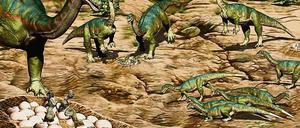 Mäusesaurier-Nest. Bei Mussaurus war nur der gut behütete Nachwuchs winzig.