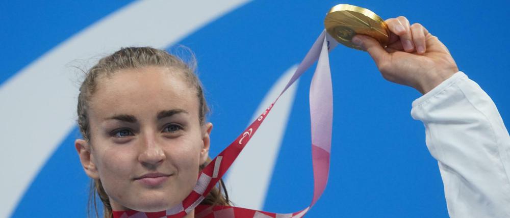 In Tokio 2021 holte Krawzow Gold in ihrer Paradedisziplin über 100 Meter Brust.