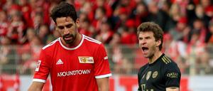 Thomas Müller (rechts) jubelt über das 5:2, für Union (l. Rani Khedira) gibt es die erste Heimniederlage seit September 2020.
