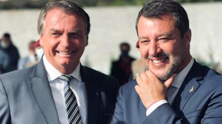 Brasiliens Präsident Jair Bolsonaro und Lega-Chef Matteo Salvini während einer Gedenkfeier für die im Zweiten Weltkrieg gefallenen brasilianischen Soldaten.