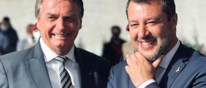 Brasiliens Präsident Jair Bolsonaro und Lega-Chef Matteo Salvini während einer Gedenkfeier für die im Zweiten Weltkrieg gefallenen brasilianischen Soldaten.