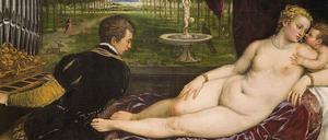 Venus mit Orgelspieler und Cupido. Tizian schuf das 148 mal 217 Zentimeter messende Gemälde um 1555, es gehört zur Sammlung des Prado in Madrid.