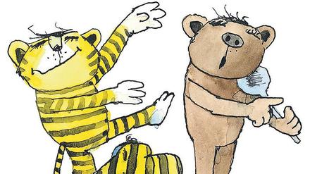 Der kleine Bär und der kleine Tiger sind vergnügte Abenteurer. 