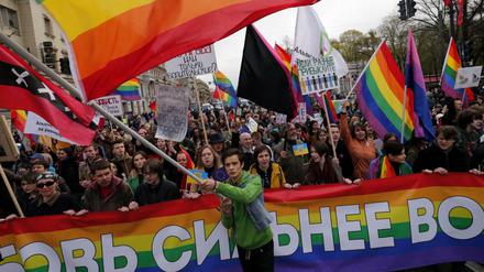 LGBT-Demonstration in St. Petersburg (Archivbild von 2014)