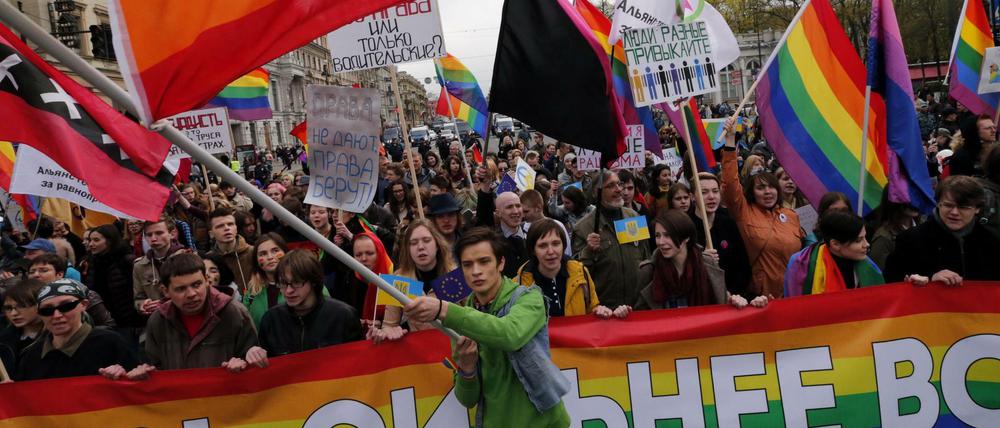LGBT-Demonstration in St. Petersburg (Archivbild von 2014)