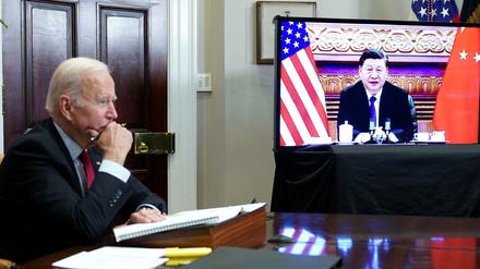 US-Präsident Joe Biden beim Videogipfel mit Chinas Staatsführer Xi Jinping