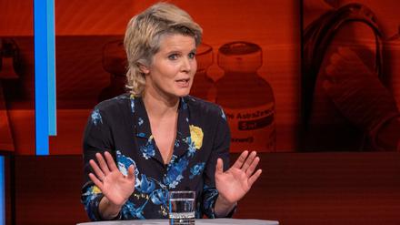 Svenja Flaßpöhler, Chefredakteurin des "Philosophie Magazins", bei "Hart aber fair" mit dem Thema "Nur ja keinen Zwang: Ist unsere Politik beim Impfen zu feige?".