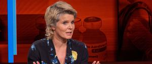 Svenja Flaßpöhler, Chefredakteurin des "Philosophie Magazins", bei "Hart aber fair" mit dem Thema "Nur ja keinen Zwang: Ist unsere Politik beim Impfen zu feige?". 