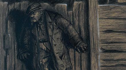 Torkeln und Schlendern. Ein Trinker und zwei Straßenmädchen, festgehalten von Zille.