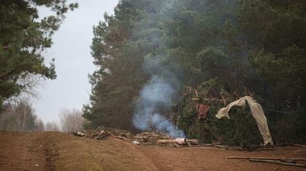 Ein verlassenes Flüchtlingscamp in der Grenzregion zwischen Belarus und Polen.