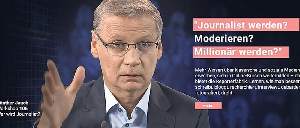 Doppelbegabung.  Auch Günther Jauch gehört zum Lehrpersonal der Reporterfabrik. Der frühere ARD-Talker und Moderator der RTL-Quizshow „Wer wird Millionär?“ versteht was von Information und er versteht was von Unterhaltung. 