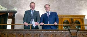 Friedrich Merz und Reiner Haseloff beim Jahresempfang der CDU von Sachsen-Anhalt im Februar 2020