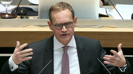 Michael Müller (SPD), Regierender Bürgermeister, am Donnerstag im Abgeordnetenhaus. 