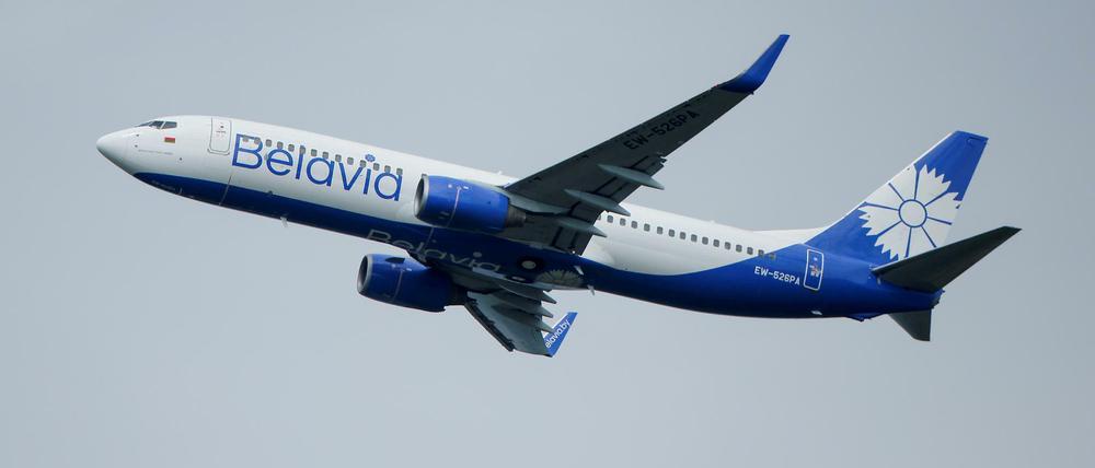 Ein Flugzeug der staatlich belarussischen Fluglinie Belavia.