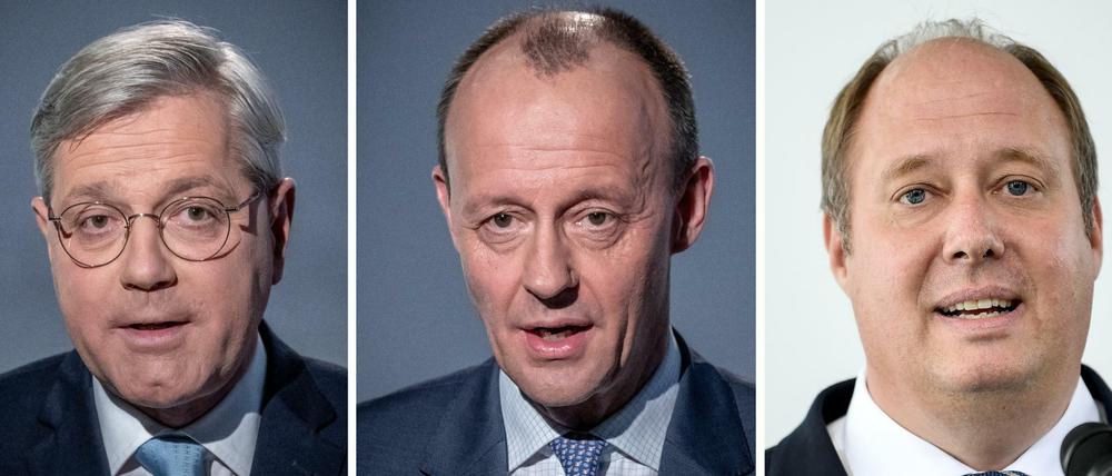 Die CDU-Politiker Norbert Röttgen, Friedrich Merz und Helge Braun kämpfen um den Vorsitz ihrer Partei.