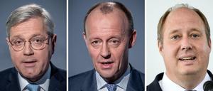 Die CDU-Politiker Norbert Röttgen, Friedrich Merz und Helge Braun kämpfen um den Vorsitz ihrer Partei.