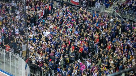Voll die Stimmung. Die Fans der Eisbären beim Spiel gegen Mannheim.