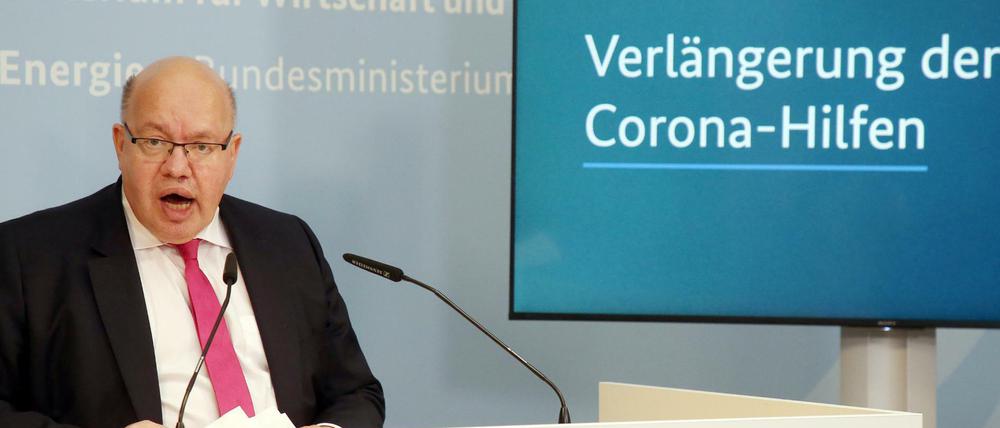 Letzter Auftritt. Der scheidende Bundeswirtschaftsminister stellte zum letzten Mal eine Verlängerung der Coronahilfen vor.