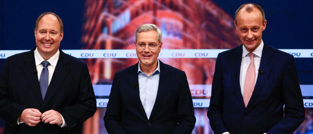 Familienfoto: Helge Braun, Norbert Röttgen und Friedrich Merz