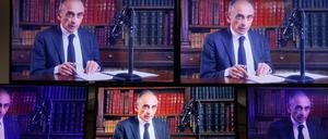 Der Rechtsextreme Eric Zemmour bei seiner Videobotschaft am Dienstag.