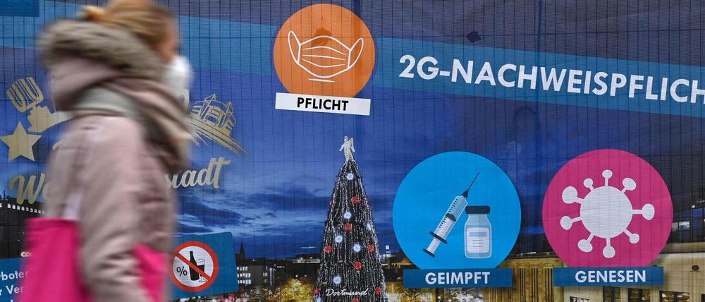 Hinweisschild am Weihnachtsmarkt in Dortmund