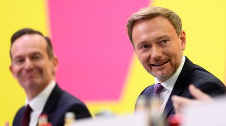 Parteichef Christian Lindner mit Generalsekretär Volker Wissing auf dem FDP-Parteitag.