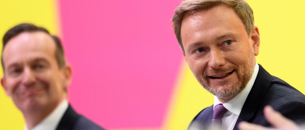 Parteichef Christian Lindner mit Generalsekretär Volker Wissing auf dem FDP-Parteitag.