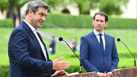 Unter Nachbarn und Freunden: Markus Söder und Sebastian Kurz im Garten der Münchner Staatskanzlei