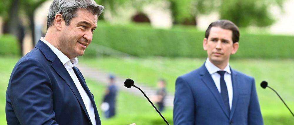 Unter Nachbarn und Freunden: Markus Söder und Sebastian Kurz im Garten der Münchner Staatskanzlei