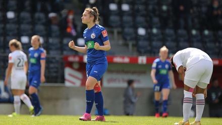 In der letzten Saison gewannen Sophie Weidauer und Turbine Potsdam beide Spiele gegen Eintracht Frankfurt.