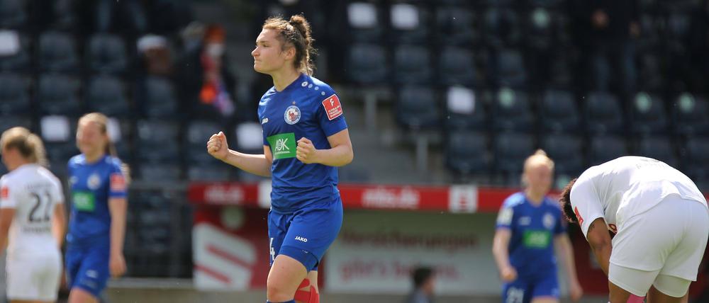 In der letzten Saison gewannen Sophie Weidauer und Turbine Potsdam beide Spiele gegen Eintracht Frankfurt.