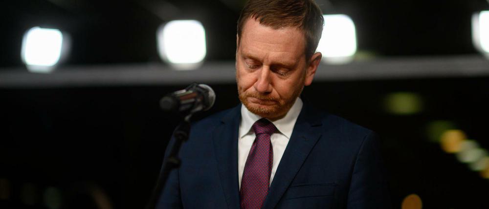 Michael Kretschmer (CDU), Ministerpräsident von Sachsen, spricht im Sächsischen Landtag zur Bekämpfung der Corona-Pandemie. (Archivbild, 19.11.2021)